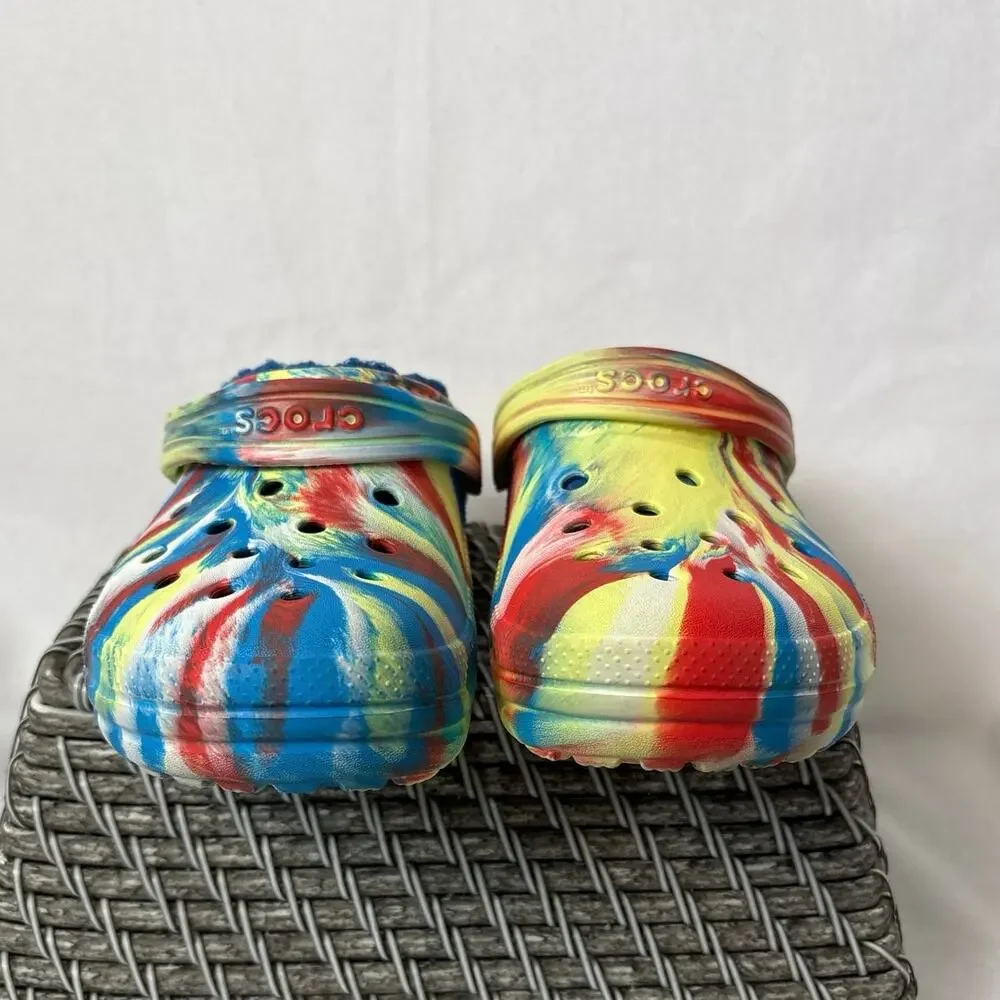 Crocs Classic Lined Marble Tie Dyed Clogs Size J4